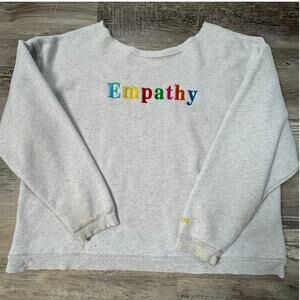Mayfair Grey Empathy Sweatshirt Rainbow Embroidery Cozy Loungewear L / XL